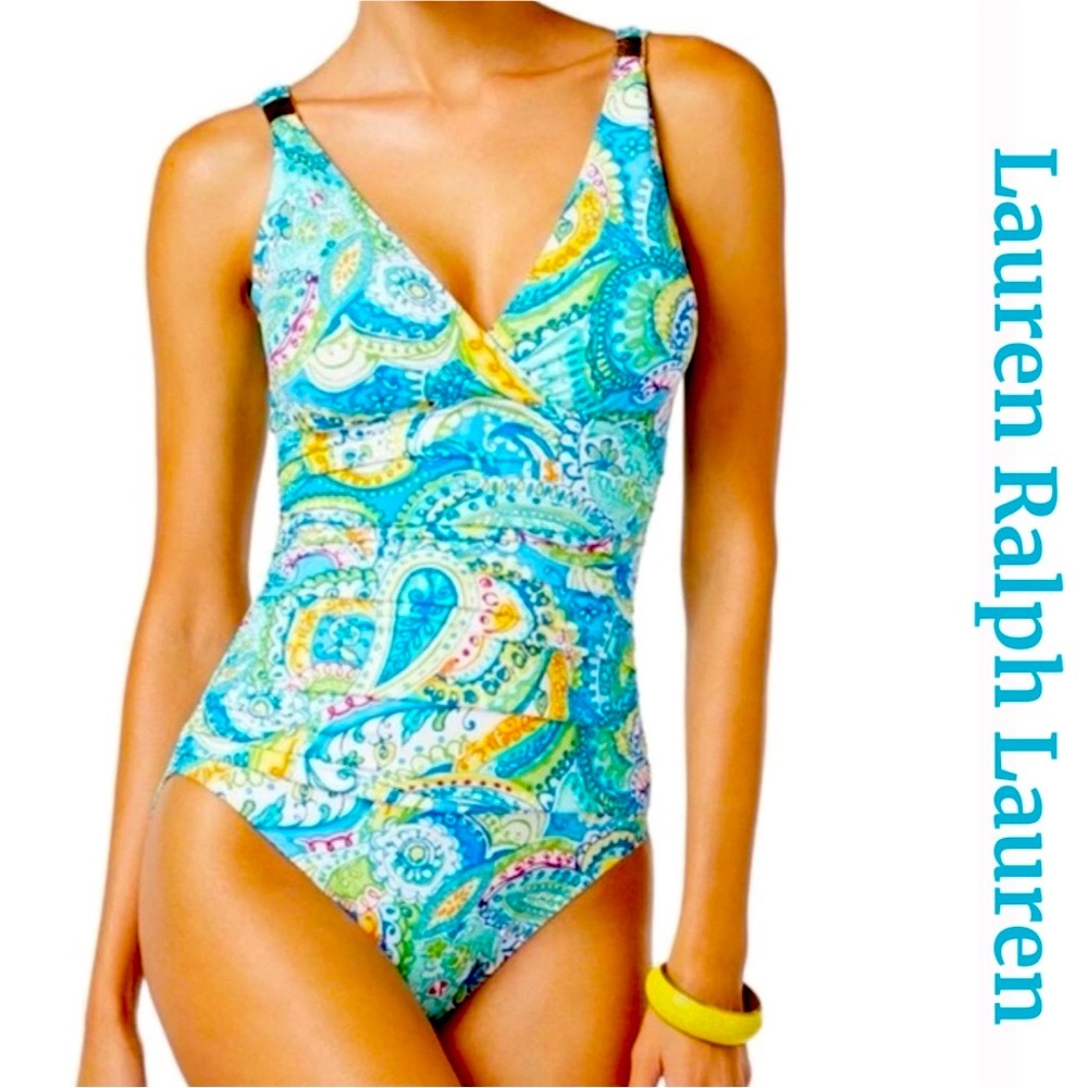 Lauren Ralph Lauren Carnival Paisley One Piece Swimsuit Size 8